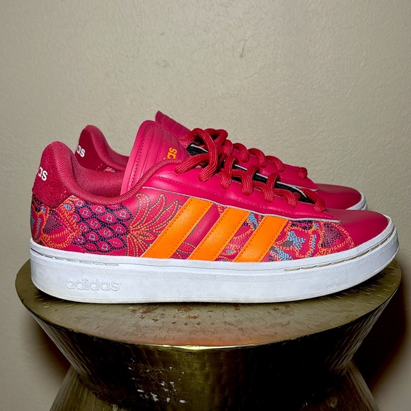 Women’s Sz 9 Adidas x Farm Rio Grand Court Alpha Cloudfoam Comfort Court Shoes - Picture 2 of 12